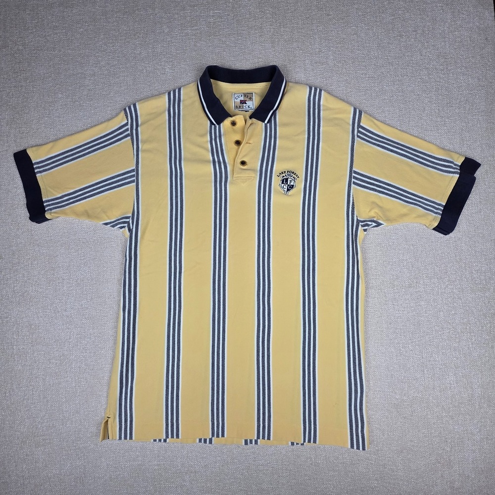 Cutter & Buck VTG Men XL Striped Polo Shirt Cotton  Golf Apparel Preppy 1980's